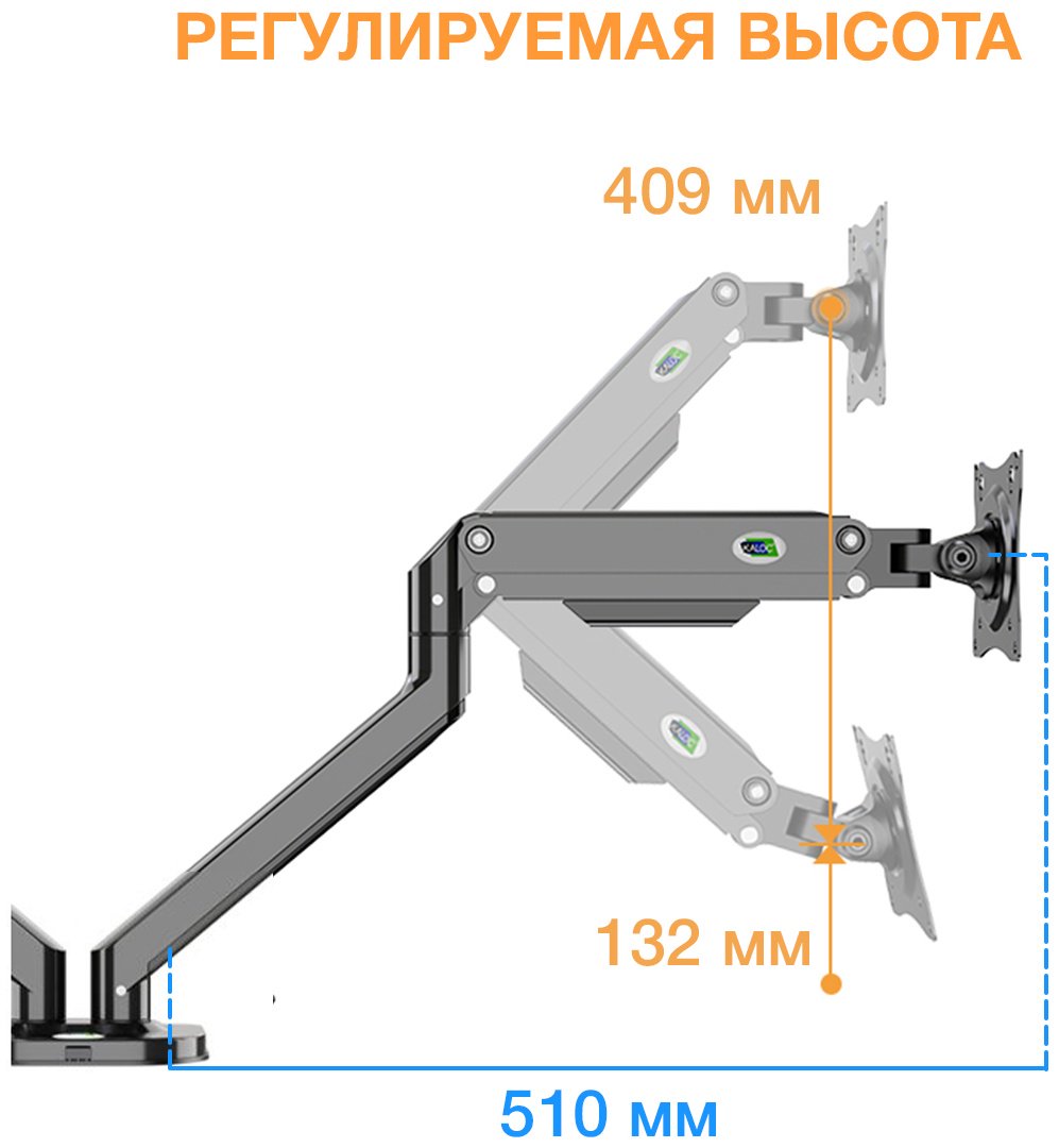 Крепление для монитора KALOC DS200-2 черный