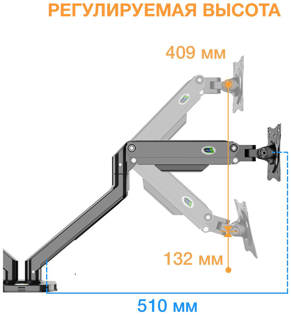 Крепление для монитора KALOC DS200-2 черный купить,NaN