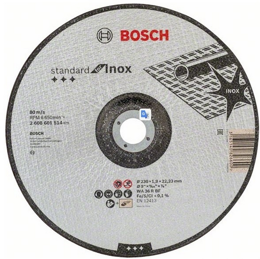 Диск отрезной Bosch Standard for Inox 2608601514 230х1.9х22.2мм