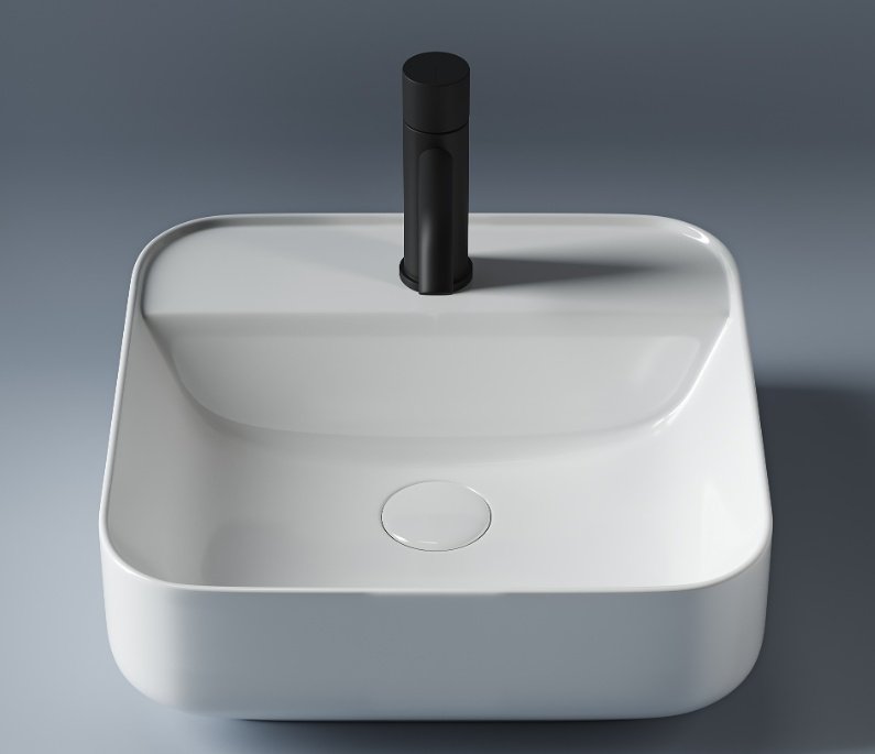 Раковина Ceramicanova CN5014 накладная квадратная 39, санфарфор