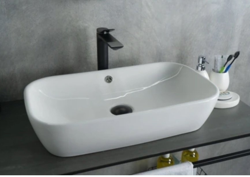 Раковина GID-ceramic N9217 накладная прямоугольная 61, керамика