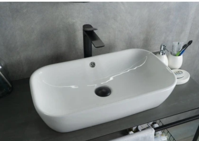 Раковина GID-ceramic N9217 накладная прямоугольная 61, керамика