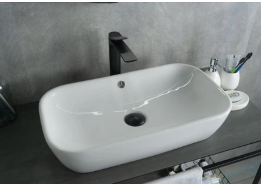 Раковина GID-ceramic N9217 накладная прямоугольная 61, керамика купить,104873