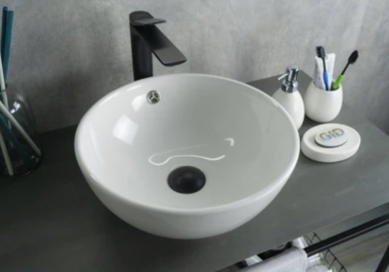 Раковина GID-ceramic N9002 накладная круглая 38, керамика