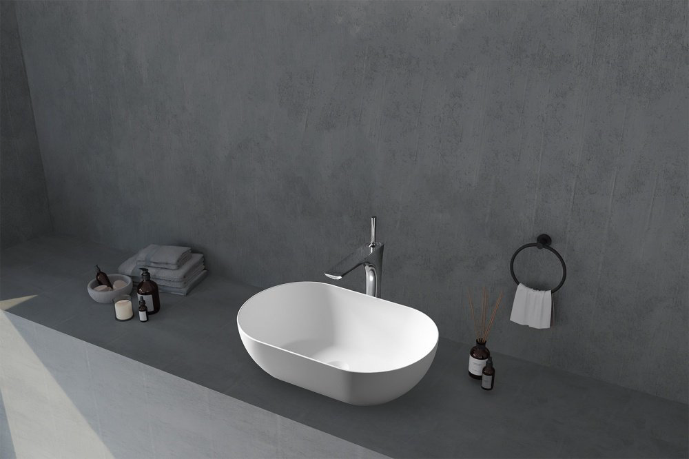 Раковина Abber Stein AS2611 накладная овальная 32 см, искусственный камень купить,NaN