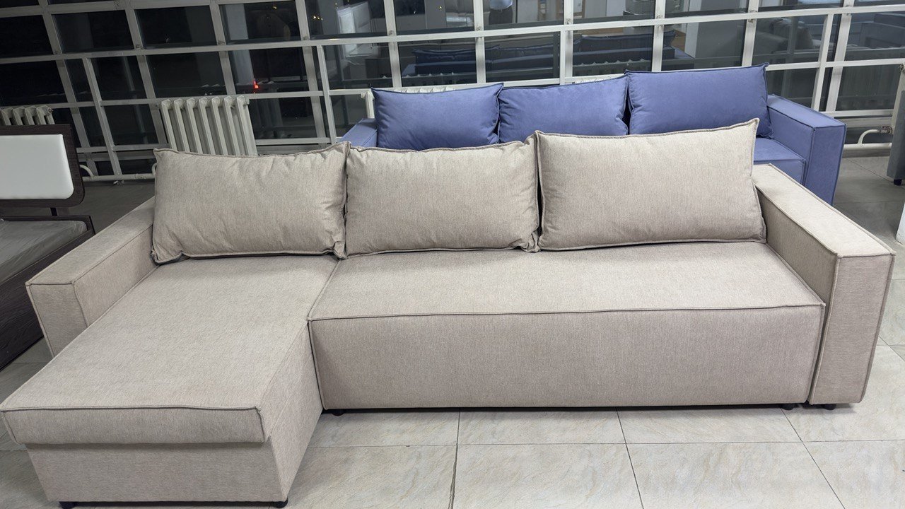 Угловой диван Loft, 300х155 см, обивка рогожка, бежевый купить,NaN