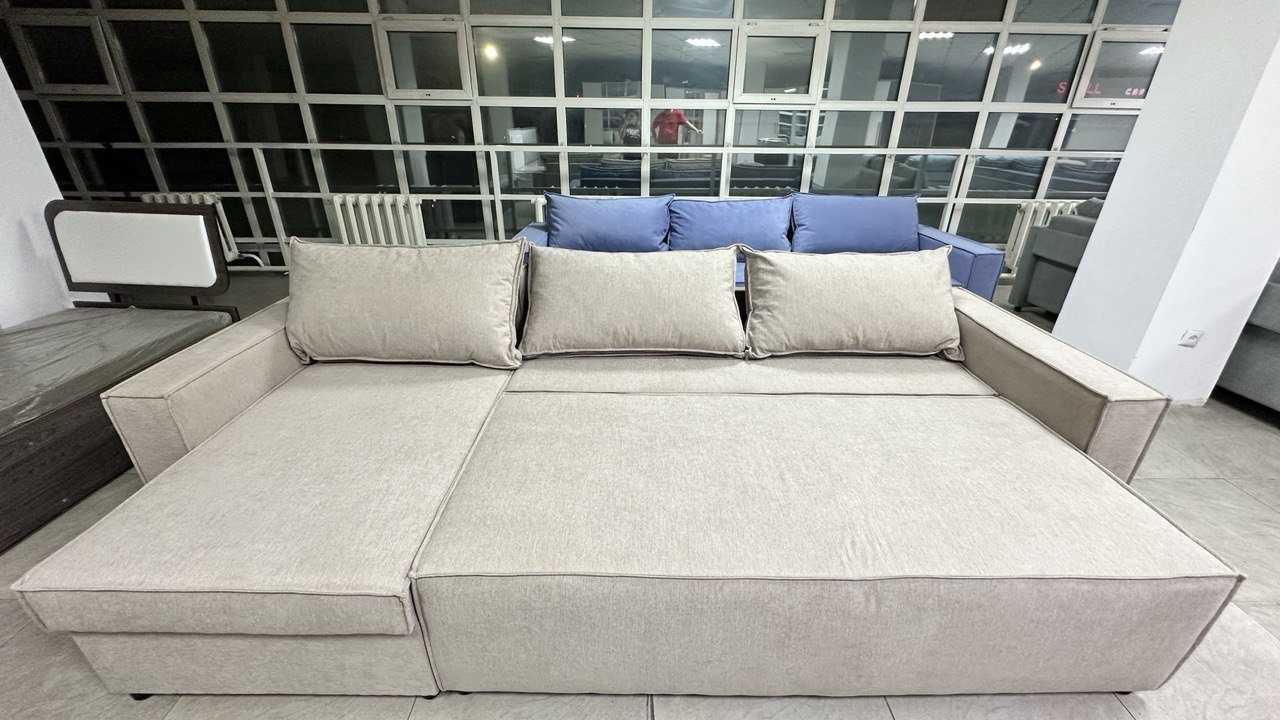 Угловой диван Loft, 300х155 см, обивка рогожка, бежевый купить,NaN