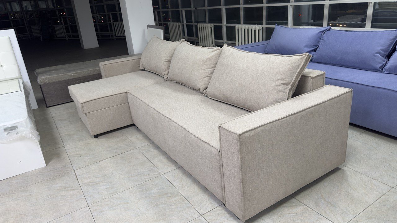 Угловой диван Loft, 300х155 см, обивка рогожка, бежевый купить,NaN