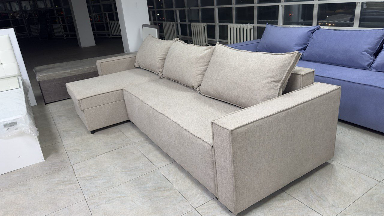 Угловой диван Loft, 300х155 см, обивка рогожка, бежевый купить,NaN