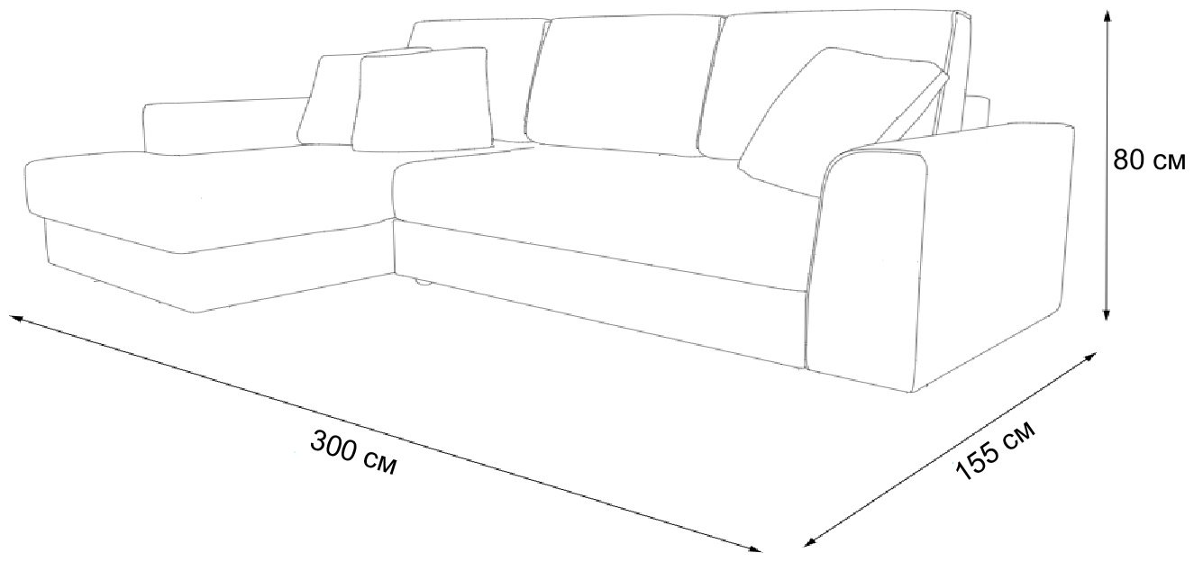 Угловой диван Loft, 300х155 см, обивка рогожка, бежевый купить,NaN