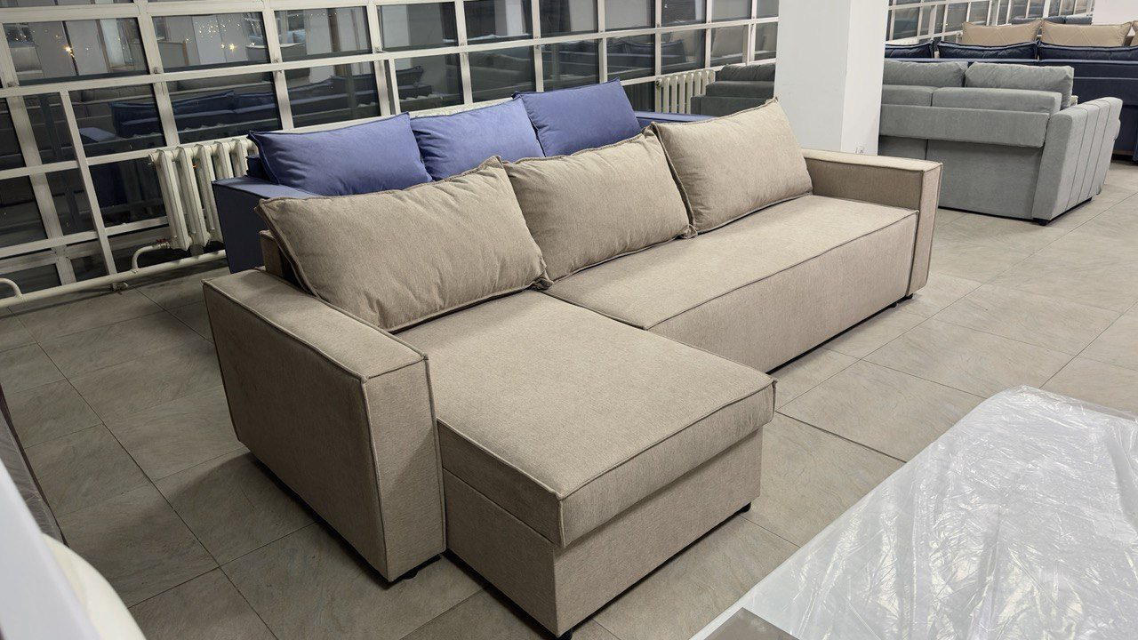 Угловой диван Loft, 300х155 см, обивка рогожка, бежевый купить,NaN