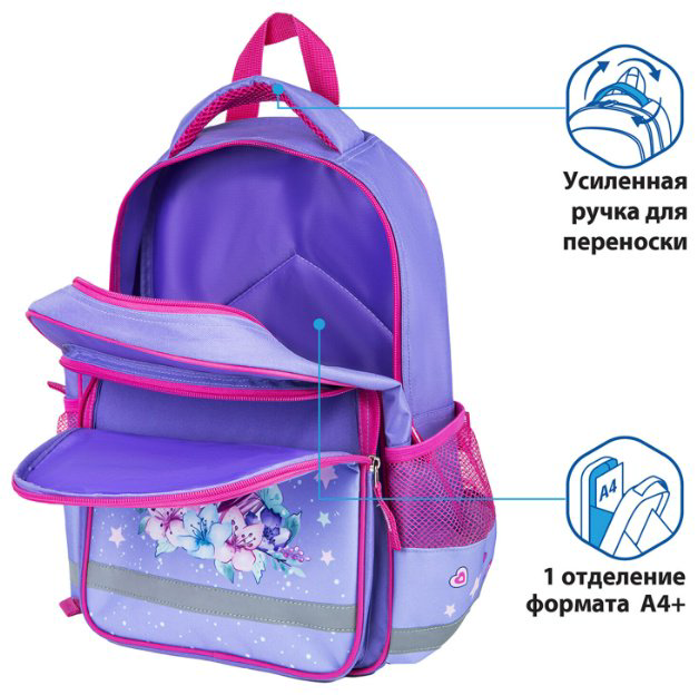 Рюкзак Пифагор полиэстер сиреневый купить,NaN
