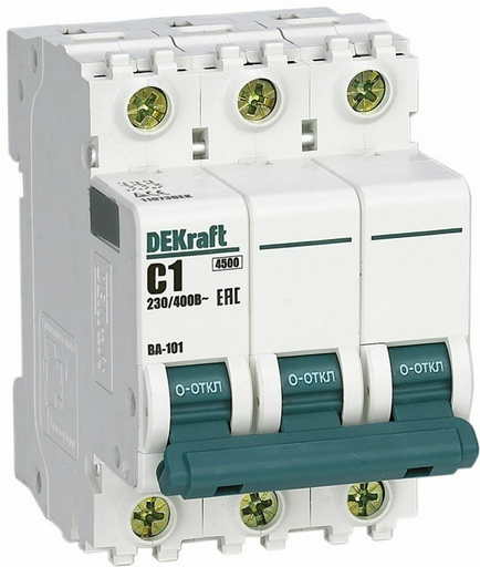 DEKraft автоматический выключатель 3P 1 A, 4.5 кА, 230 В