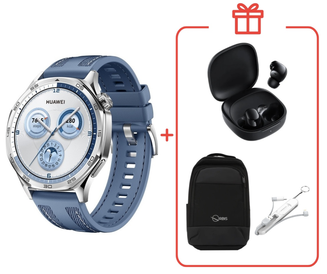 Смарт-часы Huawei Watch GT 5 46 мм серебристый-синий + подарок