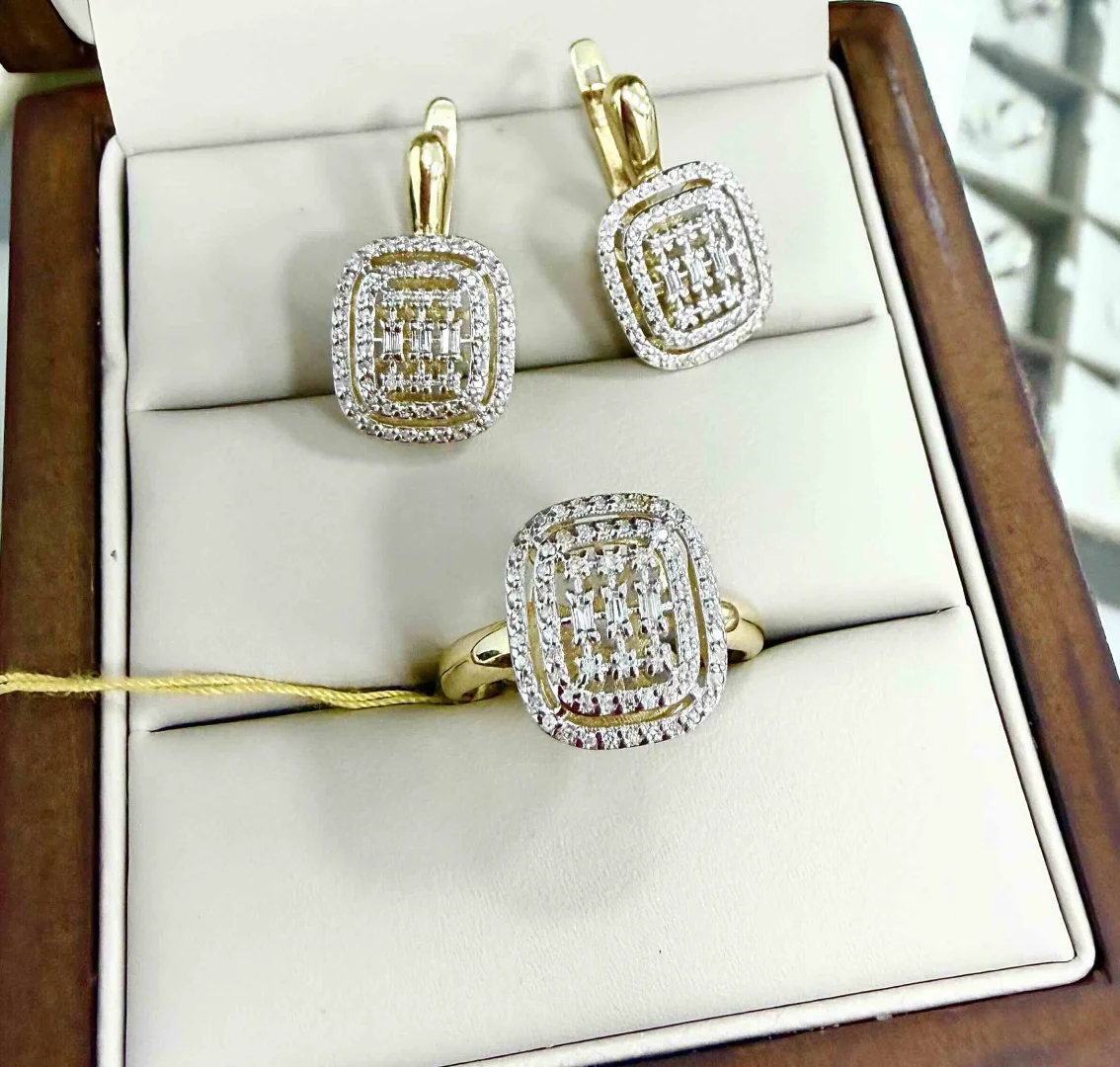 Комплект Luxrai золото, бриллиант желтое 585 купить,NaN