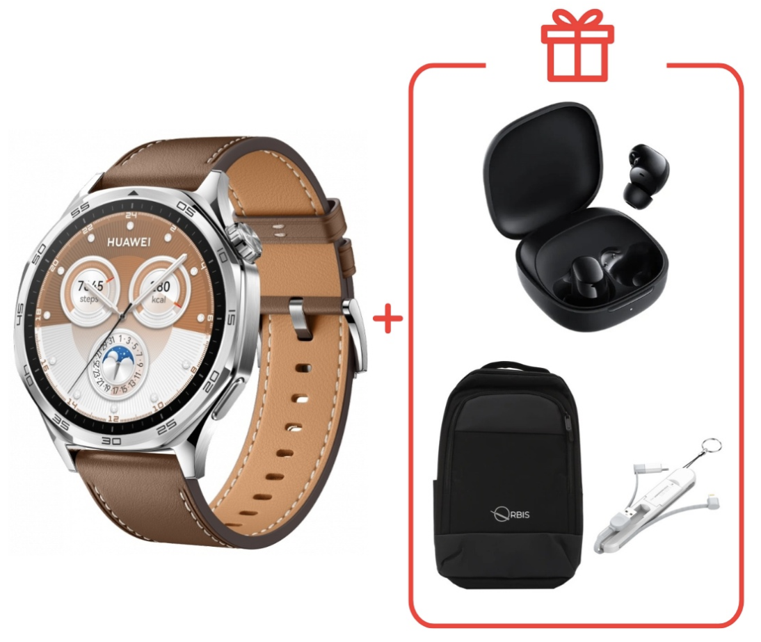 Смарт-часы Huawei Watch GT 5 46 мм серебристый-коричневый + подарок