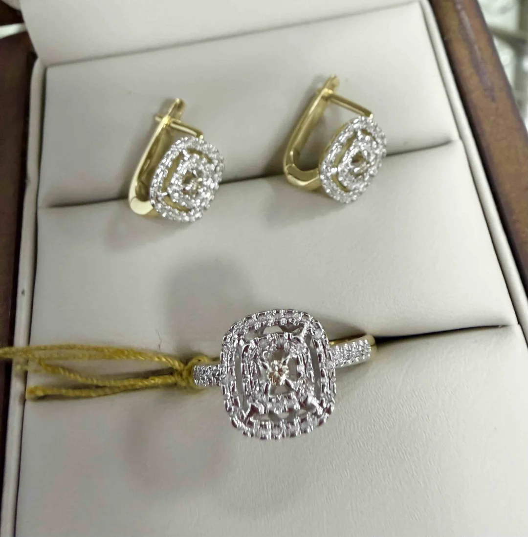 Комплект Luxrai бриллиант желтое золото 585 купить,NaN