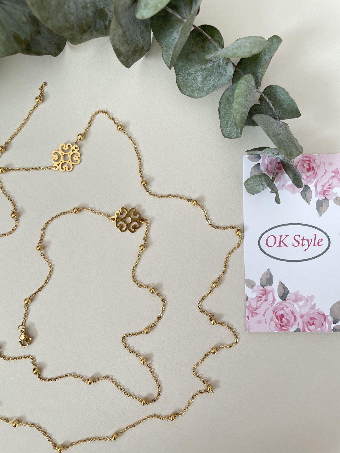 Колье OK Style длина 120 см нержавеющая сталь, титан, без вставок купить,NaN