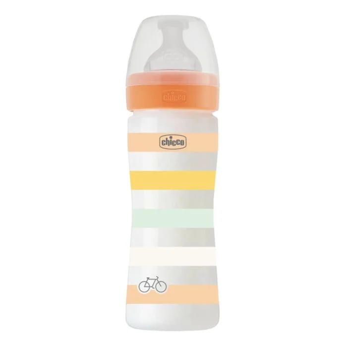 Бутылочка Chicco Wellbeing для кормления  250 мл 2м+ оранжевый купить,NaN
