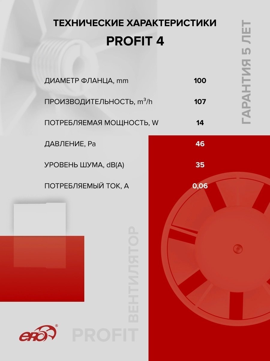 Вытяжной вентилятор ЭРА осевой 14 Вт, PROFIT 4