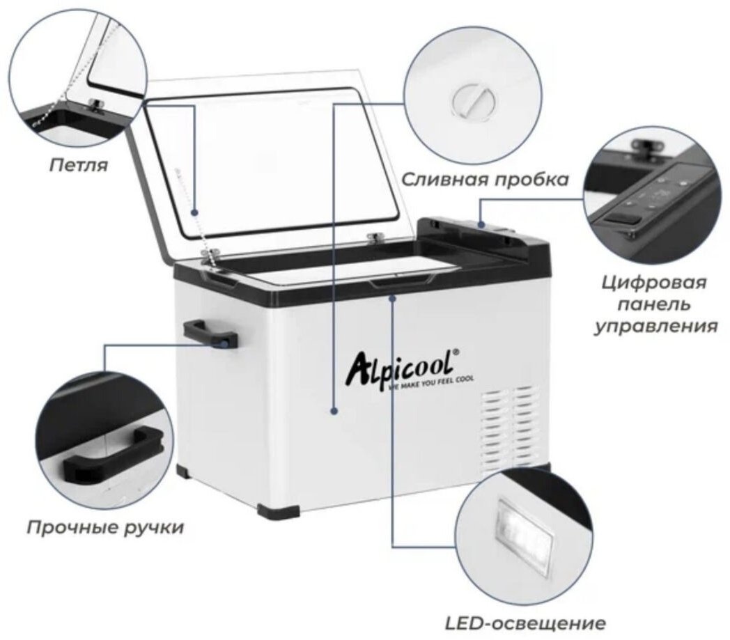 Автохолодильник Alpicool компрессорный C40 40 л серый купить,NaN