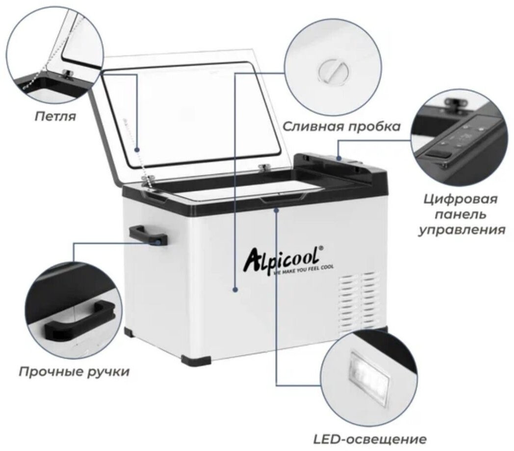 Автохолодильник Alpicool компрессорный C40 40 л серый купить,NaN
