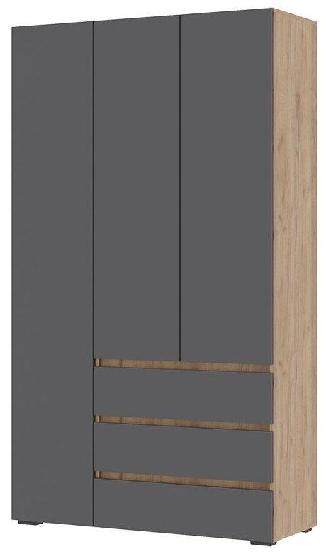 Распашной шкаф DOMA Шкаф HEL-LOFT 3-х створчатый, 120x210х46.5 см, темно-серый, коричневый купить,NaN