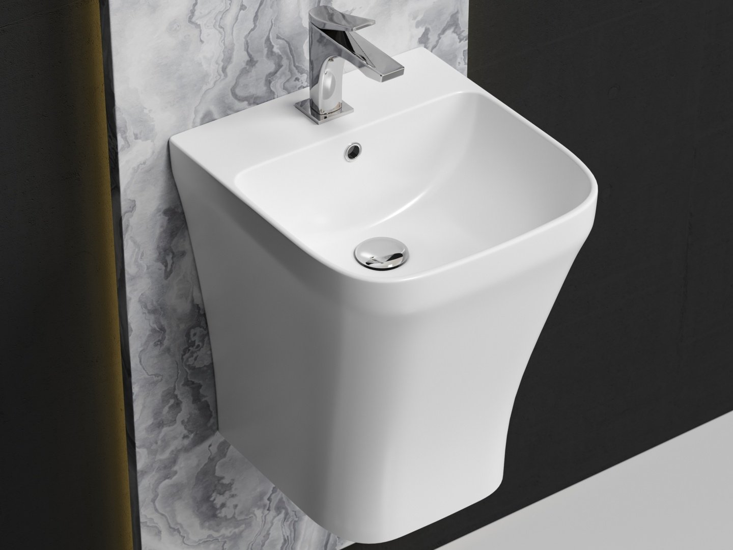Раковина Ceramicanova DION подвесная прямоугольная 40, санфарфор