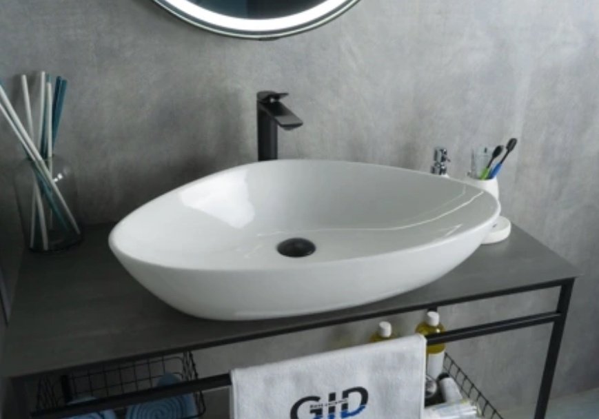 Раковина GID-ceramic N9062 накладная нестандартная 66, керамика