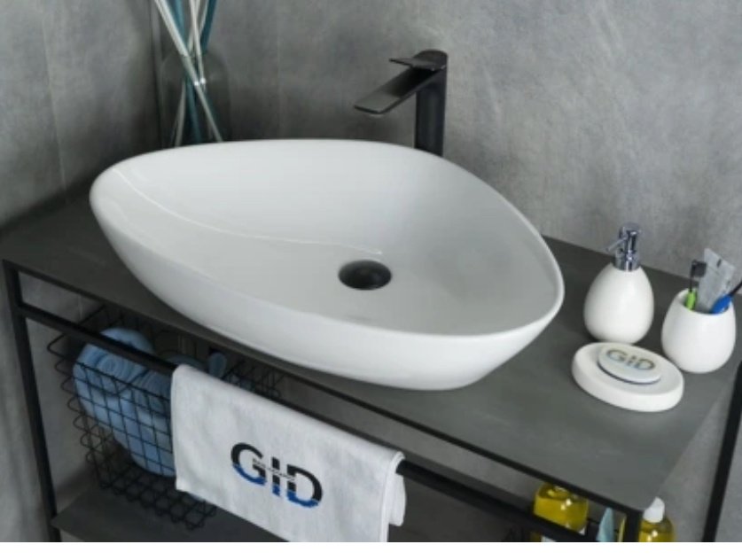 Раковина GID-ceramic N9062 накладная нестандартная 66, керамика