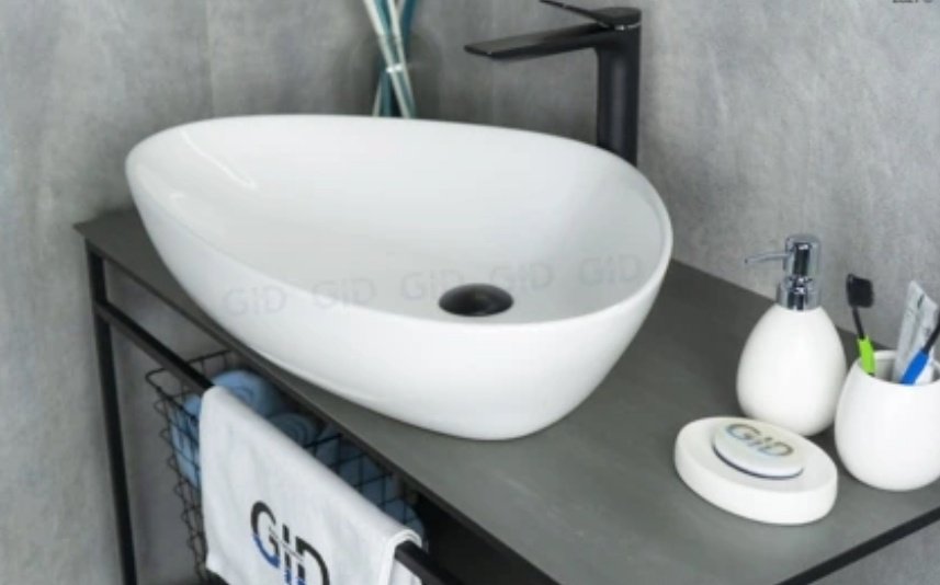 Раковина GID-ceramic N9062 накладная нестандартная 66, керамика