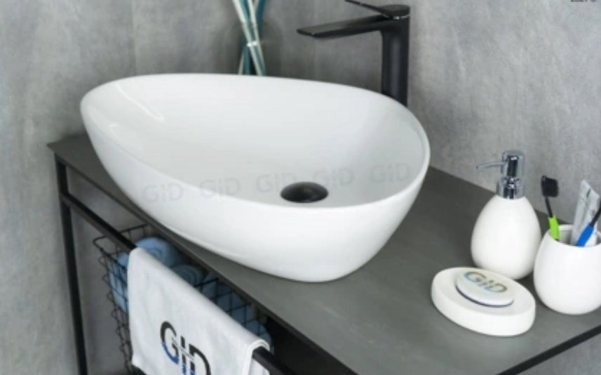Раковина GID-ceramic N9062 накладная нестандартная 66, керамика купить,105400