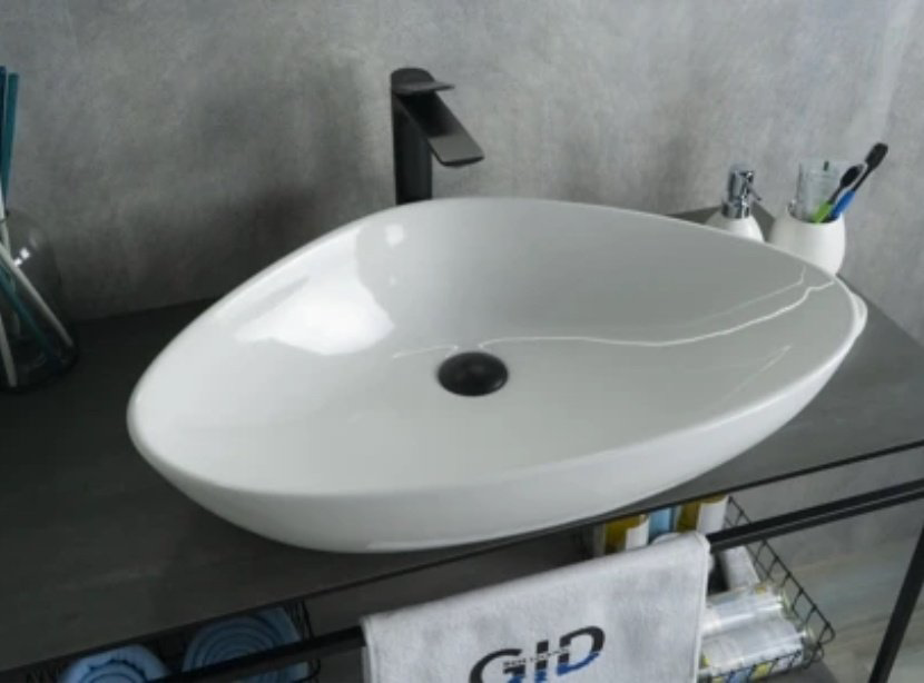 Раковина GID-ceramic N9062 накладная нестандартная 66, керамика купить,105400