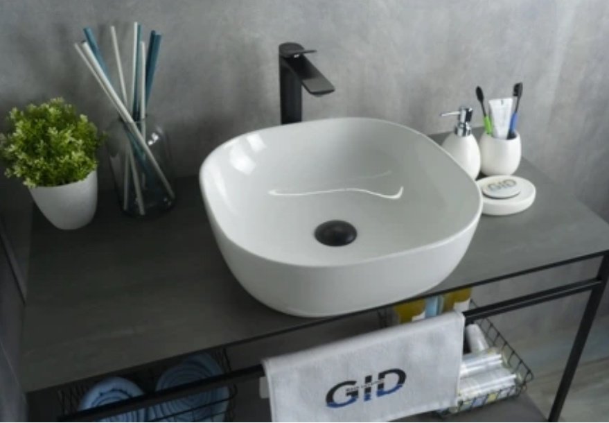 Раковина GID-ceramic D1301 накладная квадратная 42, керамика