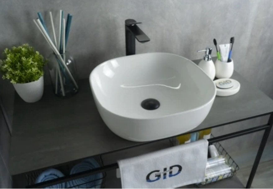 Раковина GID-ceramic D1301 накладная квадратная 42, керамика купить,50500