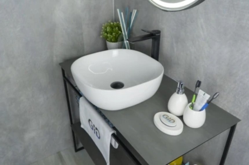 Раковина GID-ceramic D1301 накладная квадратная 42, керамика