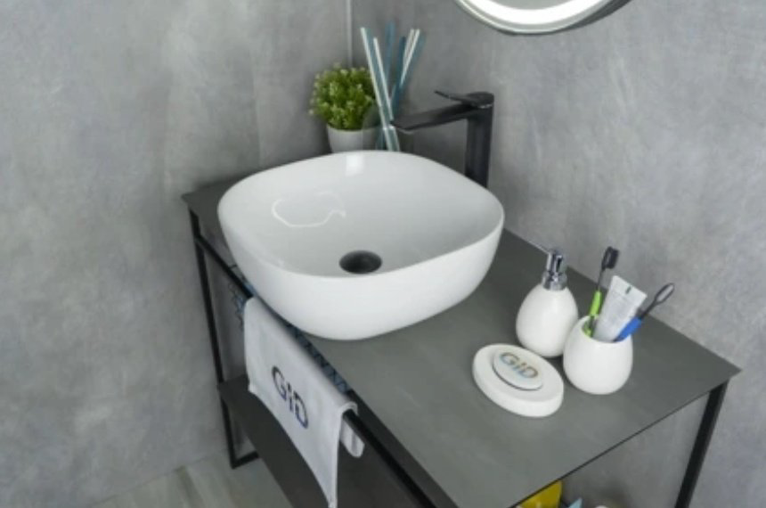 Раковина GID-ceramic D1301 накладная квадратная 42, керамика купить,50500