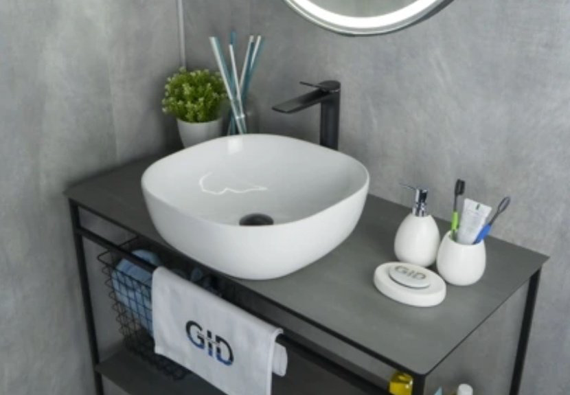 Раковина GID-ceramic D1301 накладная квадратная 42, керамика купить,50500