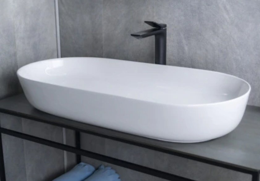 Раковина GID-ceramic N9348 накладная овальная 81, керамика