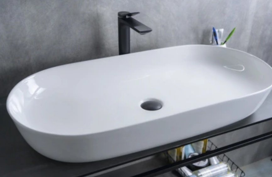 Раковина GID-ceramic N9348 накладная овальная 81, керамика