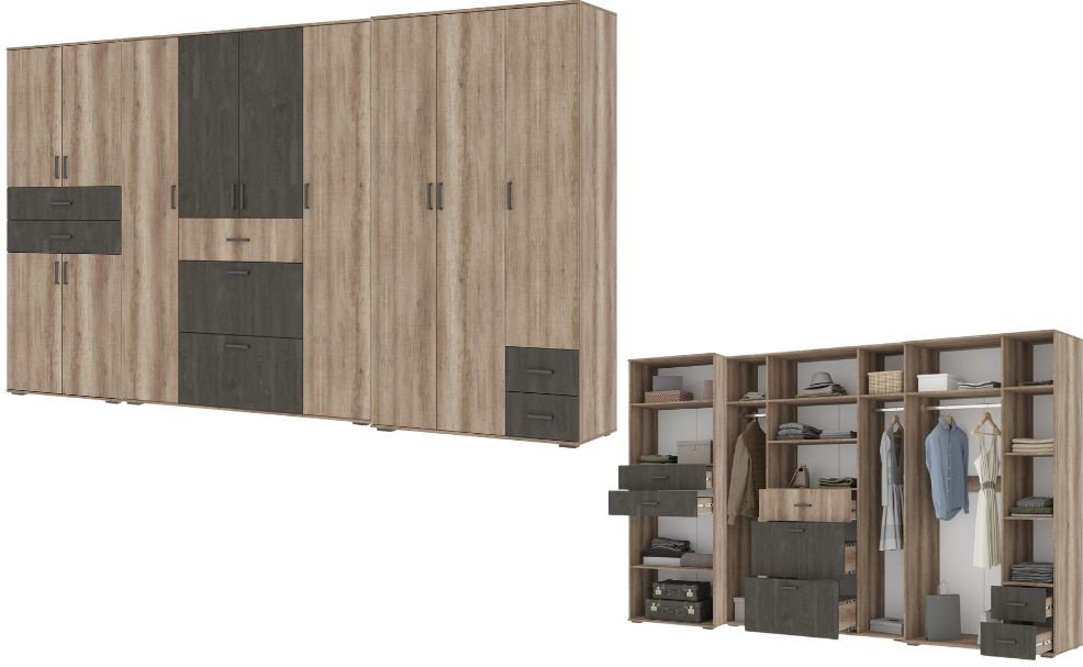 Распашной шкаф DOMA Распашной шкаф SO-LOFT-360, 360x220х50 см, коричневый, серый купить,NaN