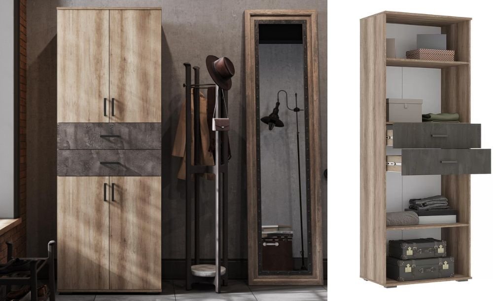 Распашной шкаф DOMA Распашной шкаф SO-LOFT-360, 360x220х50 см, коричневый, серый купить,NaN