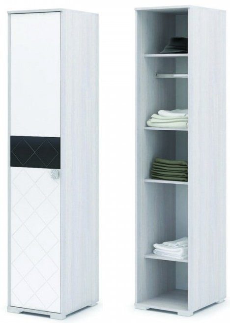 Шкаф-пенал Dom Decor Распашной шкаф 1D 8451, 44x206х53 см, белый, черный купить,NaN