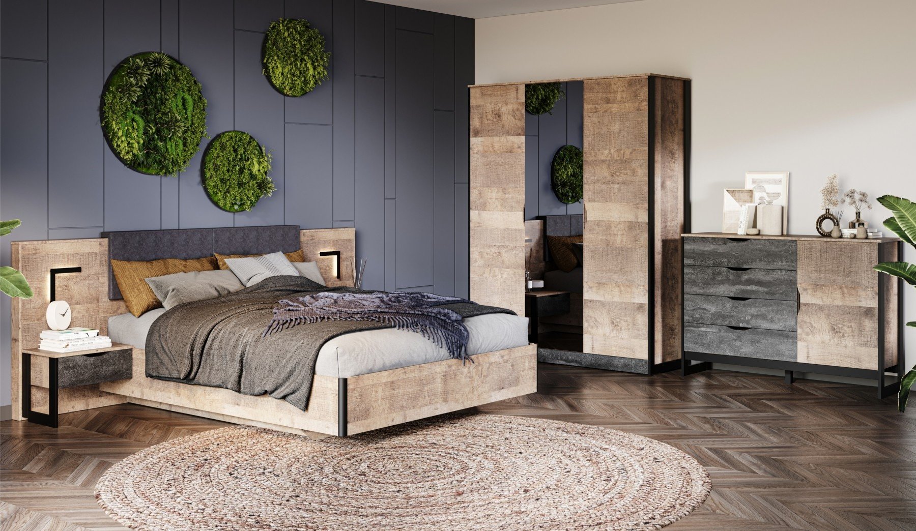 Распашной шкаф DOMA Распашной шкаф LOFT STOK-3Д-161, 161x207х56 см, черный, коричневый купить,NaN