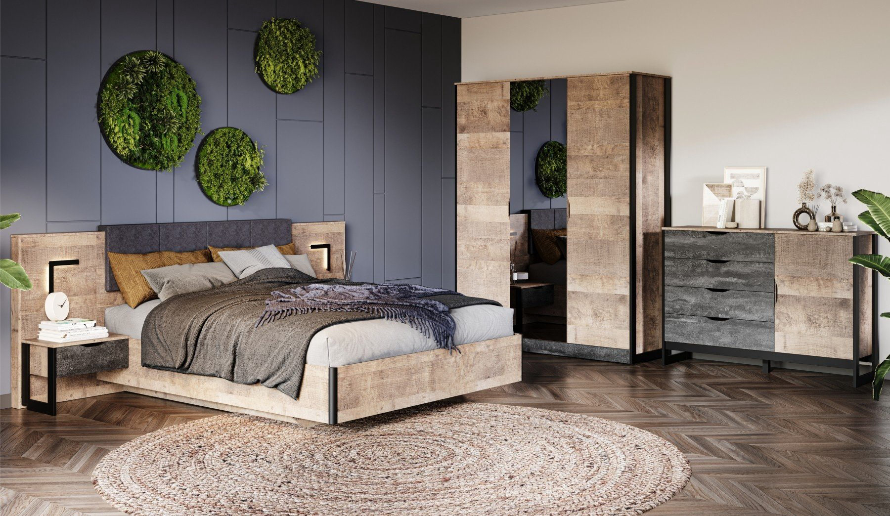 Распашной шкаф DOMA Распашной шкаф LOFT STOK-3Д-161, 161x207х56 см, черный, коричневый купить,NaN