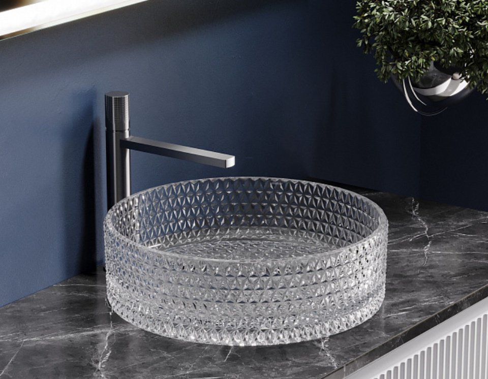 Раковина Ceramicanova Cristal CN6062 накладная круглая 36, стекло