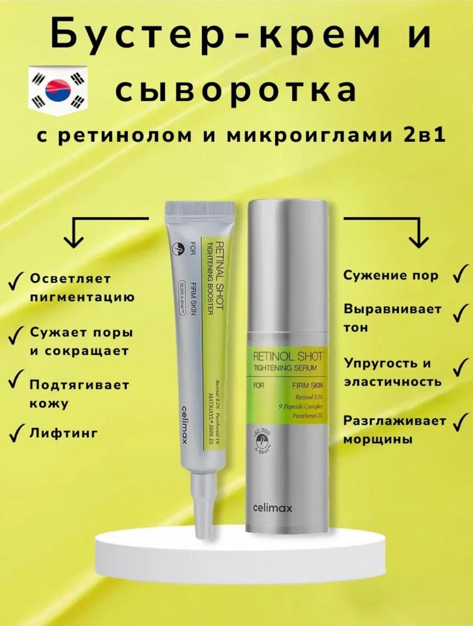 Celimax набор Retinal Shot сыворотка + крем-бустер купить,NaN