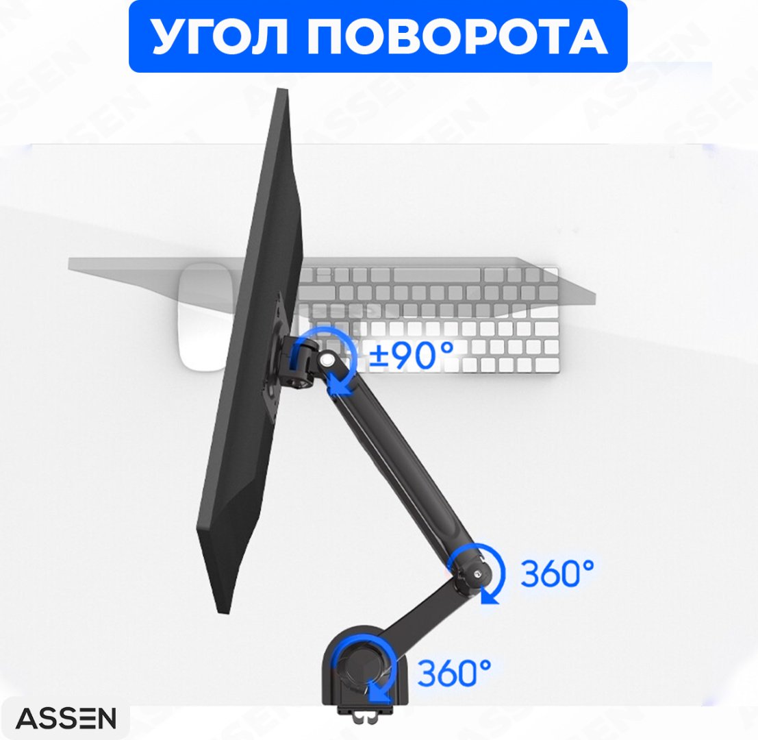 Крепление для монитора ASSEN NB H100 черный, серый