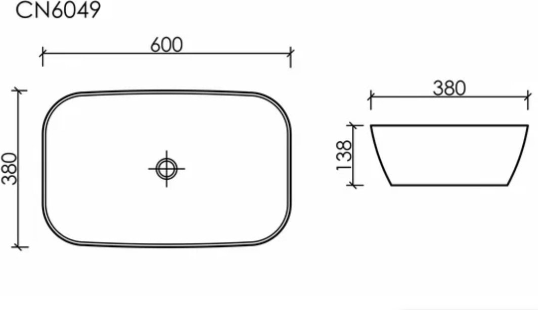 Раковина Ceramicanova CN6049MH накладная прямоугольная 60, санфарфор купить,344668