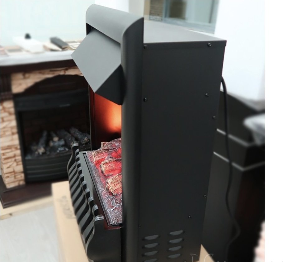 Электрокамин Real Flame встроенный OREGAN-S 3D 621х511х308, обогрев, зеркало/черный